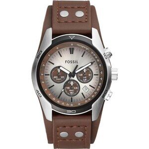 Men's Watch with Genuine Leather Bracelet Cuff